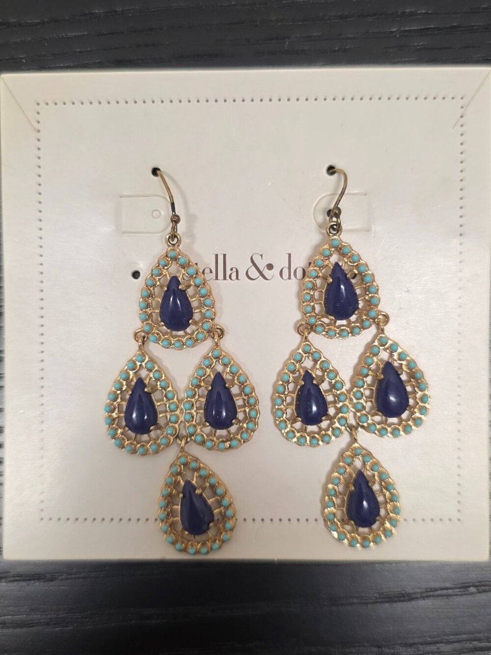 Bella & Dot Chandelier Earrings, Lapis Blue and Turquoise